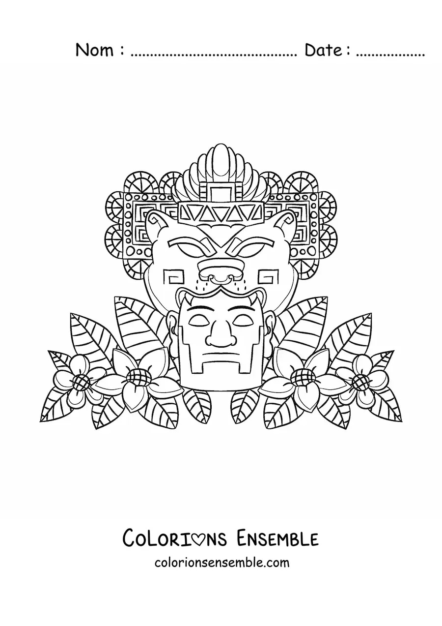 Image à colorier d'art de la civilisation aztèque