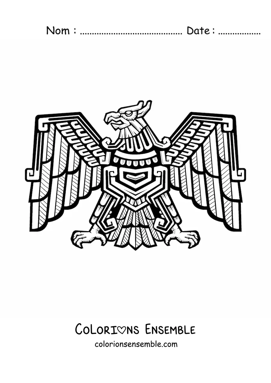 Coloriage d'une sculpture d'aigle aztèque