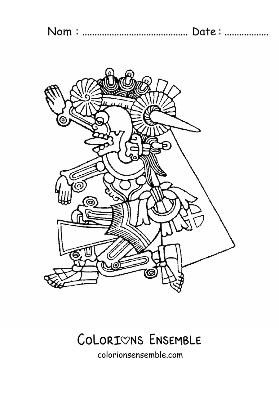 Image à colorier d'un dieu aztèque