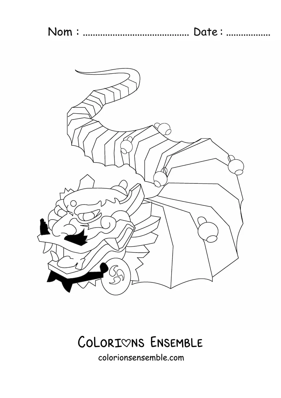 Image à colorier d'un dragon de la culture chinoise