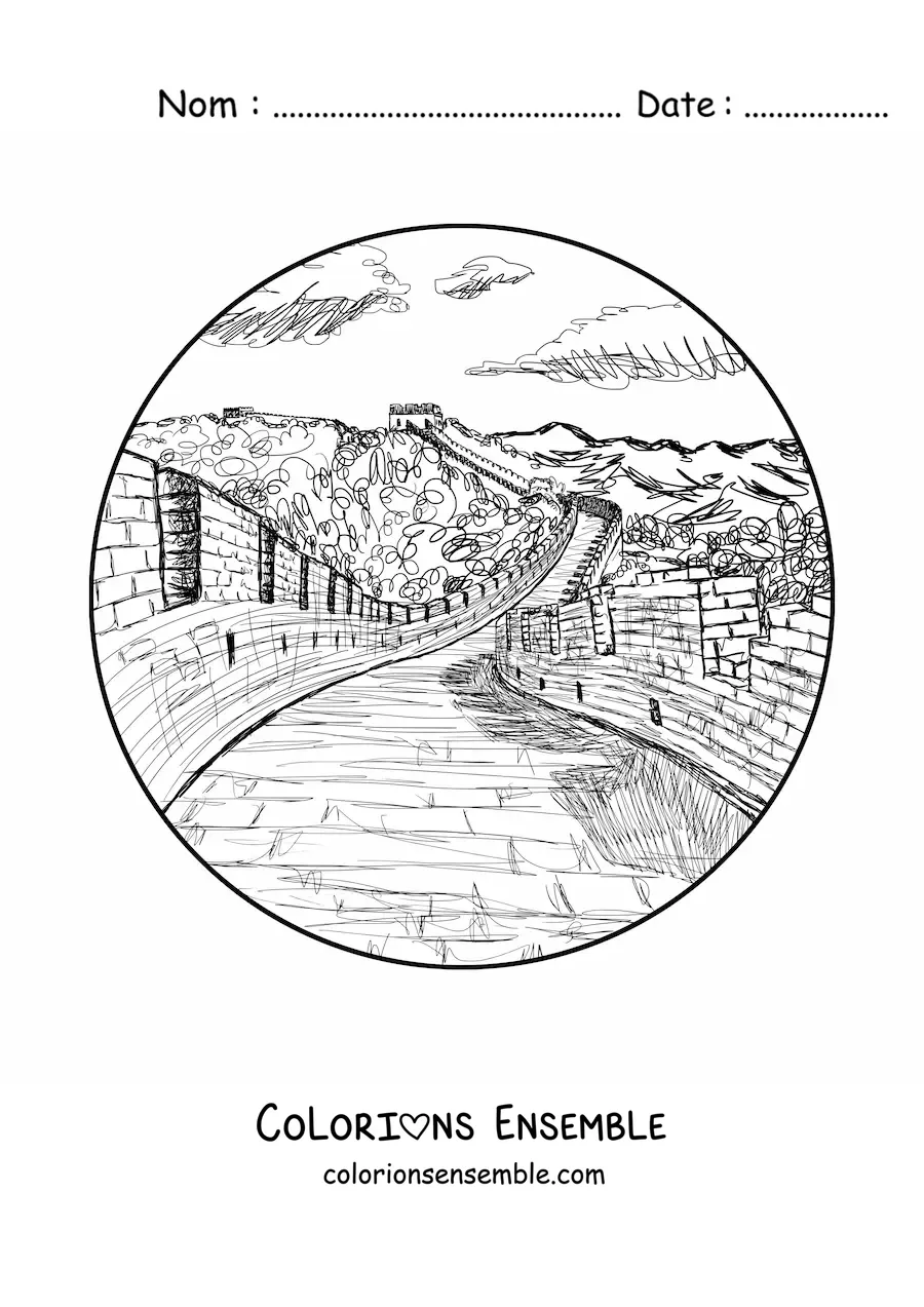 Image à colorier de la Grande Muraille de Chine
