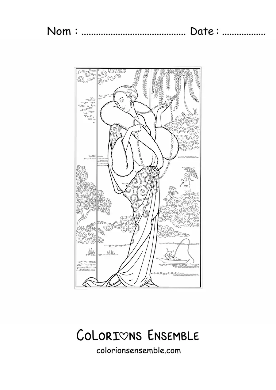 Image à colorier de la mode française des années 20