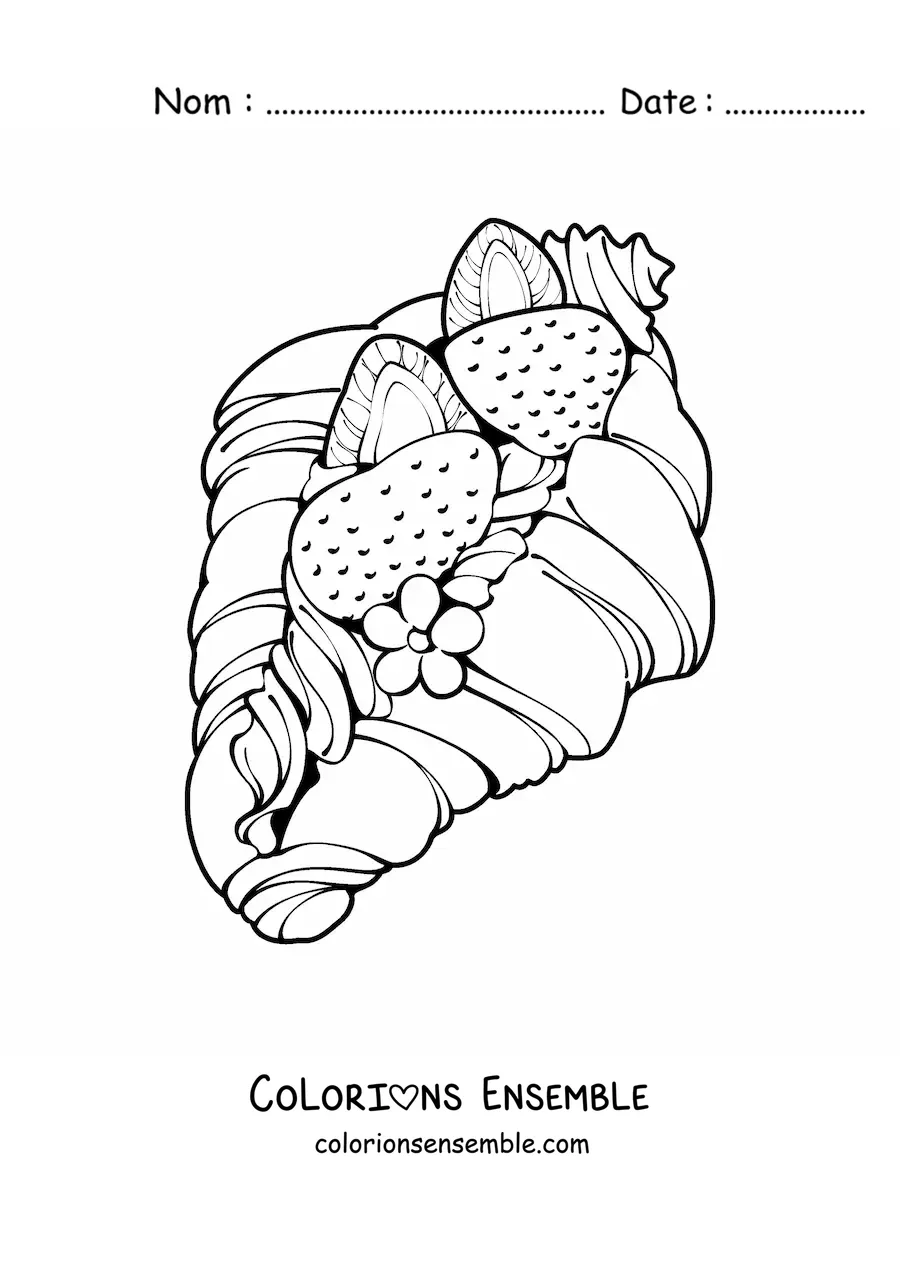 Image à colorier d'un croissant sucré fourré