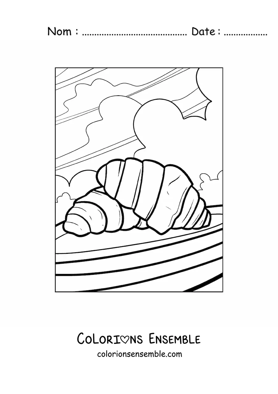 Image à colorier de croissants français traditionnels