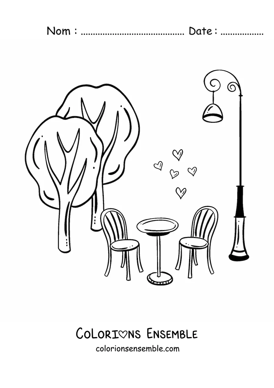 Image à colorier d'un café à Paris