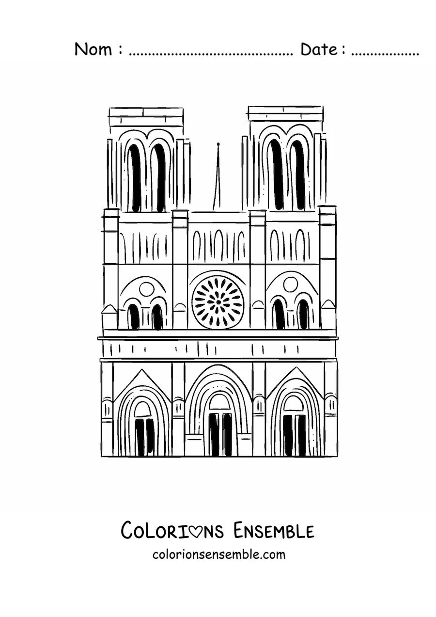 Image à colorier de la cathédrale Notre-Dame