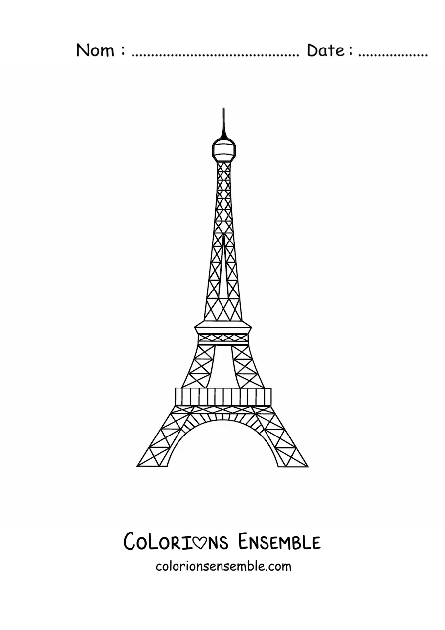 Image à colorier de la tour Eiffel facile