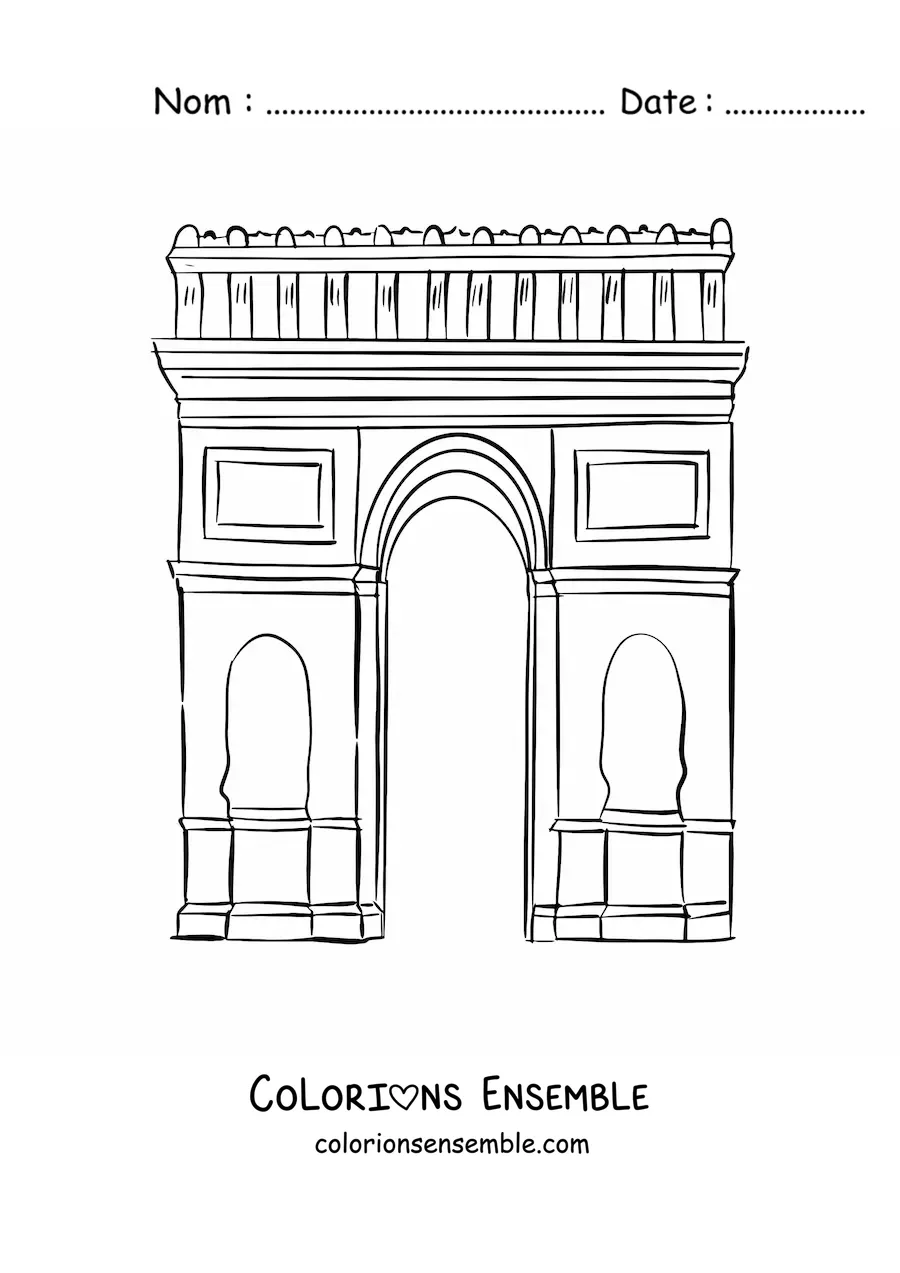 Image à colorier de l'Arc de Triomphe de Paris