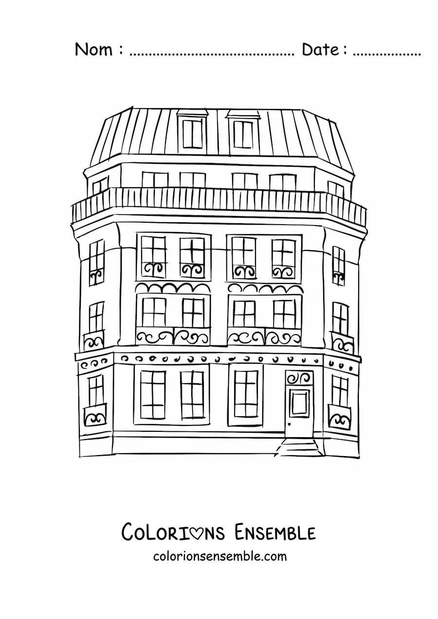Image à colorier de l'architecture de Paris