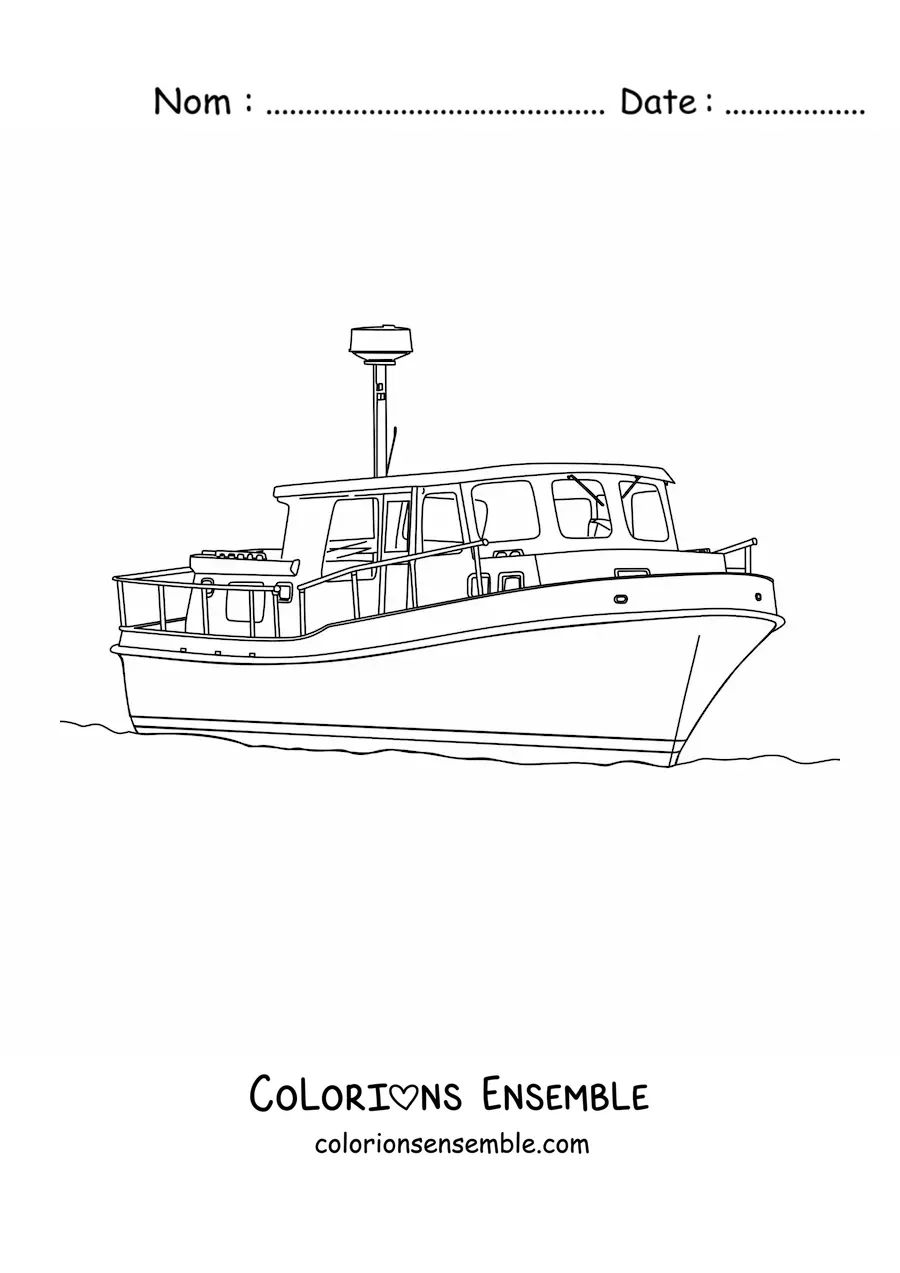 Image à colorier d'un yacht