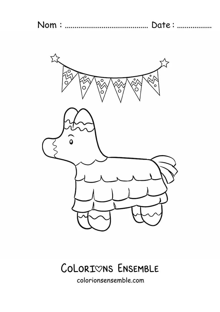 Image à colorier d'une piñata mexicaine rigolote