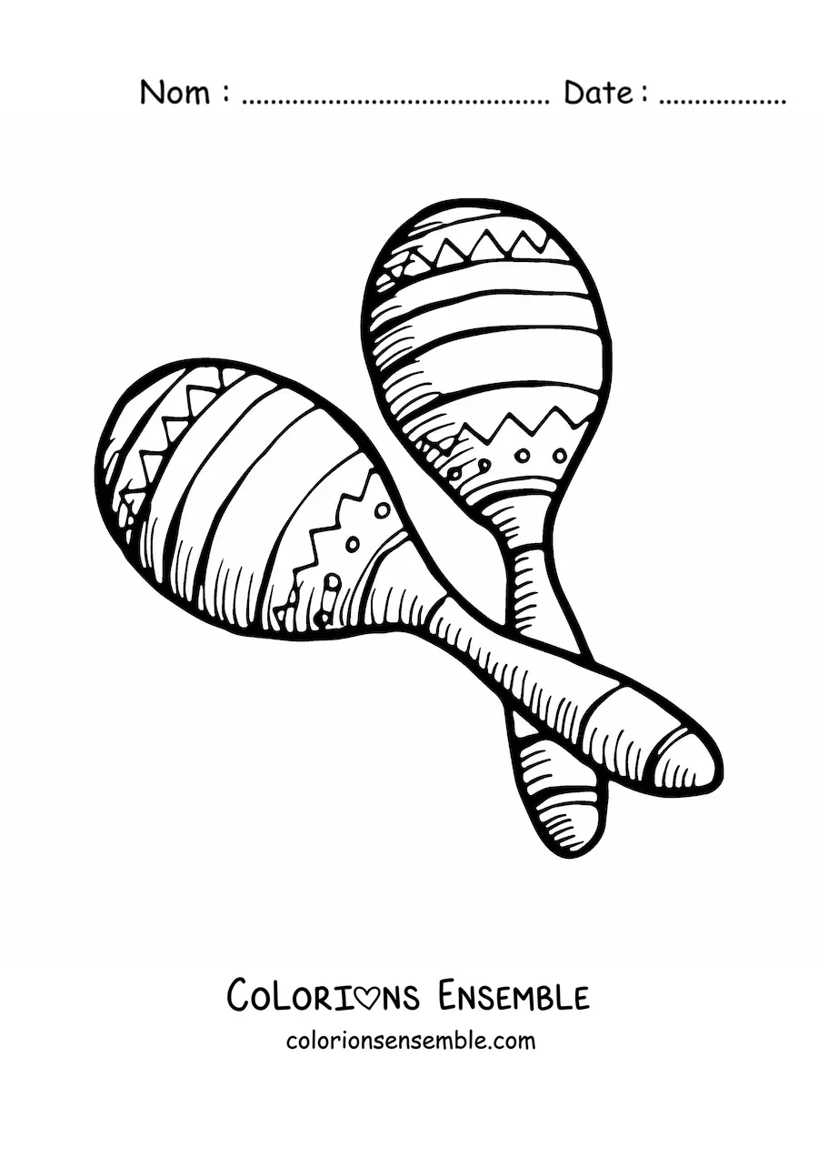 Image à colorier de maracas mexicaines