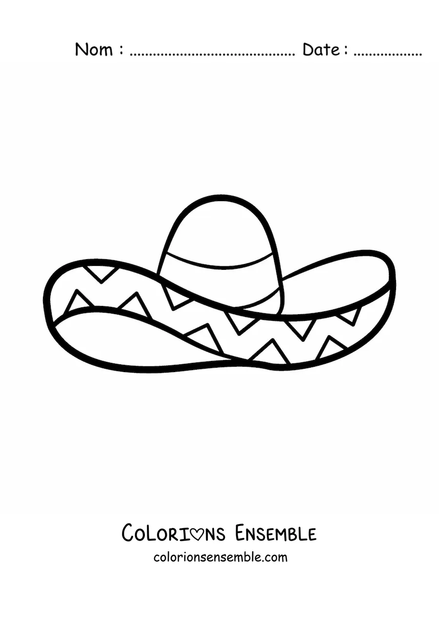 Image à colorier d'un sombrero mexicain