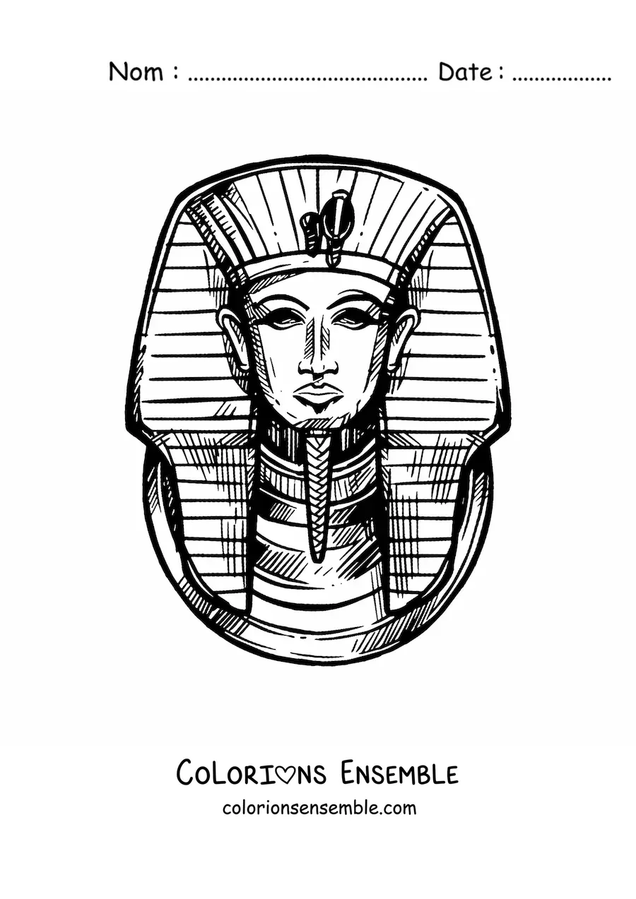 Image à colorier du masque de Toutânkhamon
