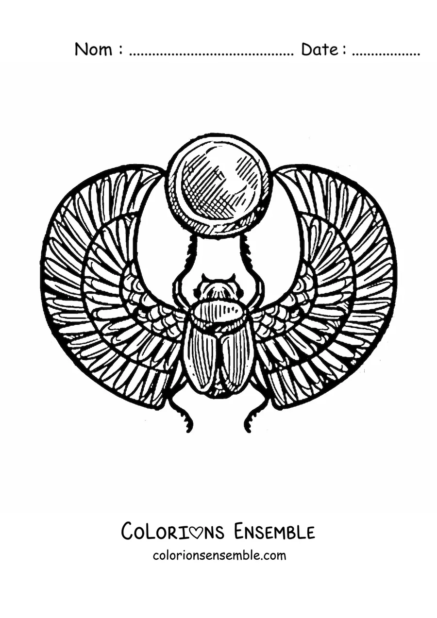 Image à colorier d'un scarabée égyptien