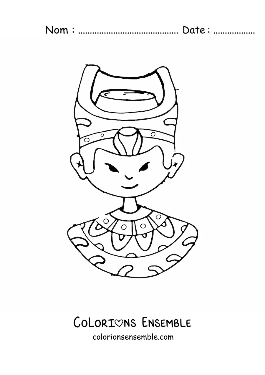Image à colorier d'un dieu égyptien rigolo