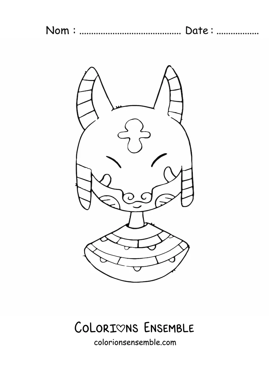 Image à colorier du dieu Anubis rigolo