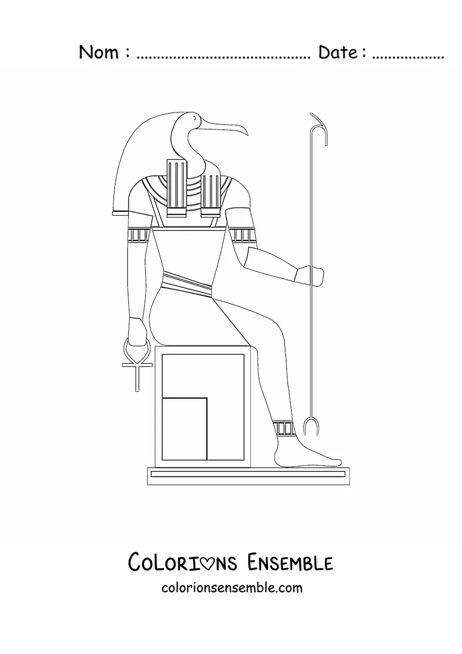 Image à colorier d'un hiéroglyphe égyptien du dieu Thot