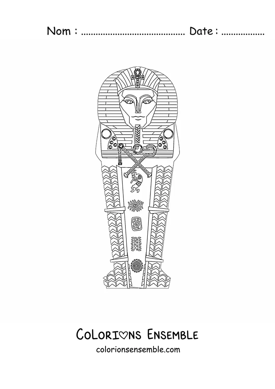 Image à colorier d'un sarcophage égyptien