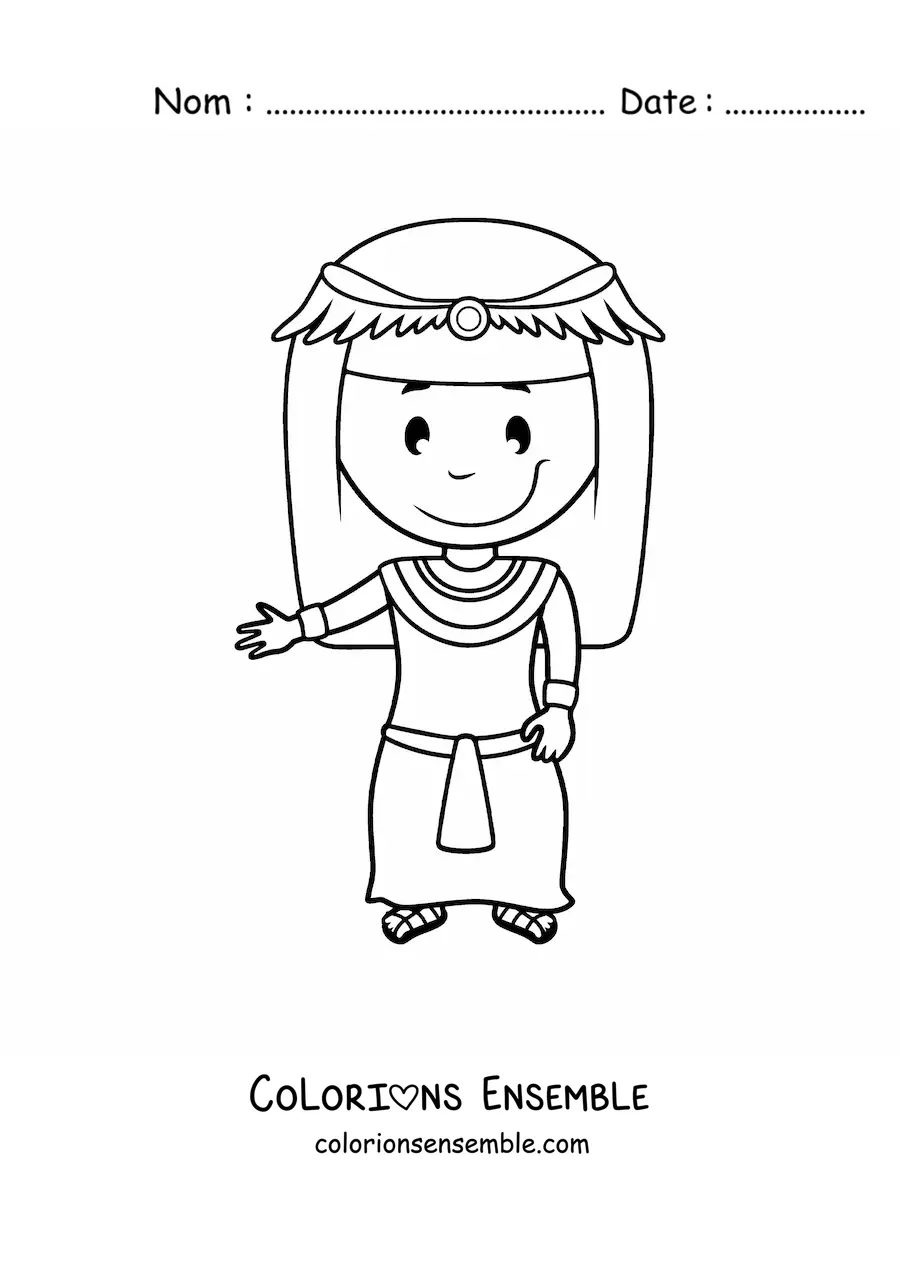 Image à colorier d'une femme égyptienne rigolote