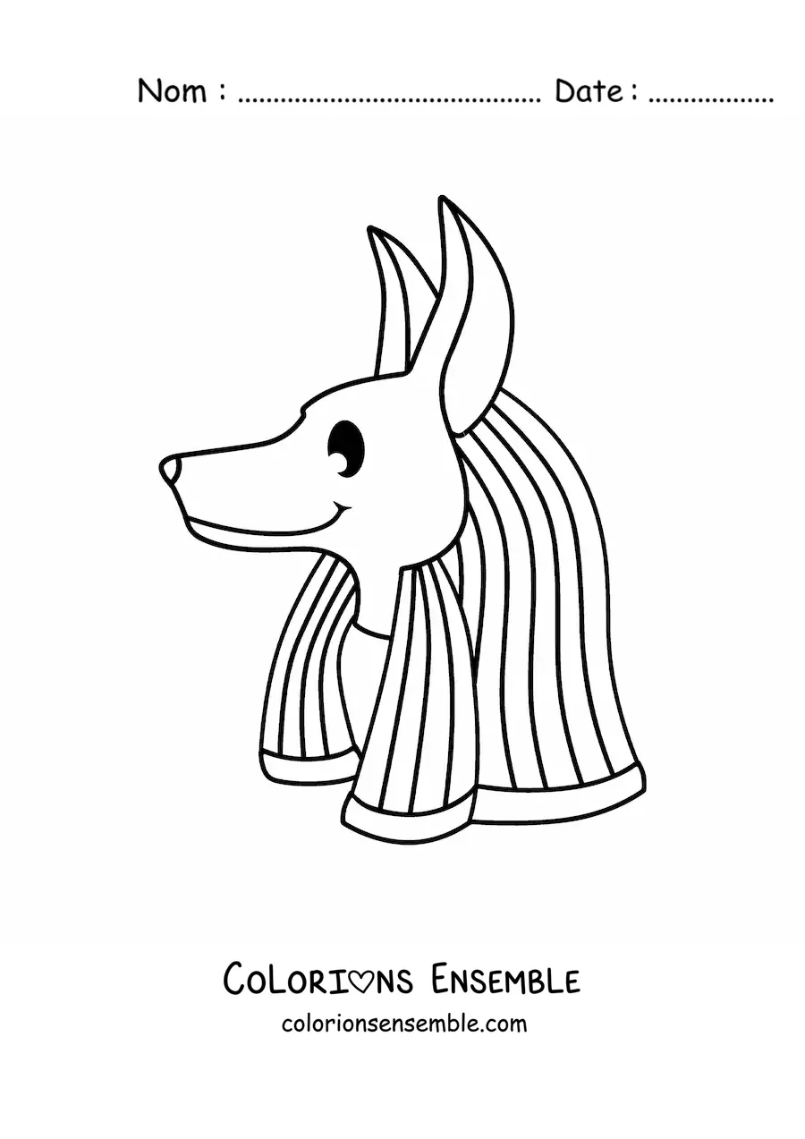 Image à colorier de la tête du dieu Anubis