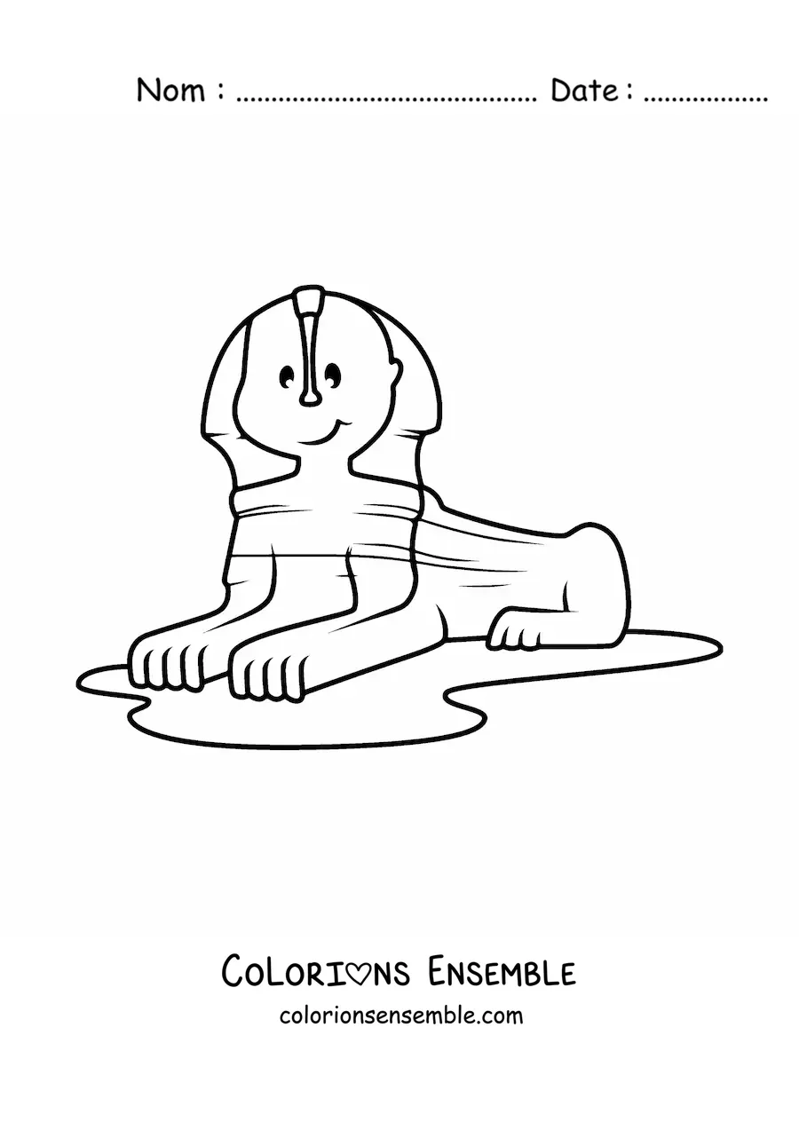 Image à colorier d'un sphinx égyptien rigolo