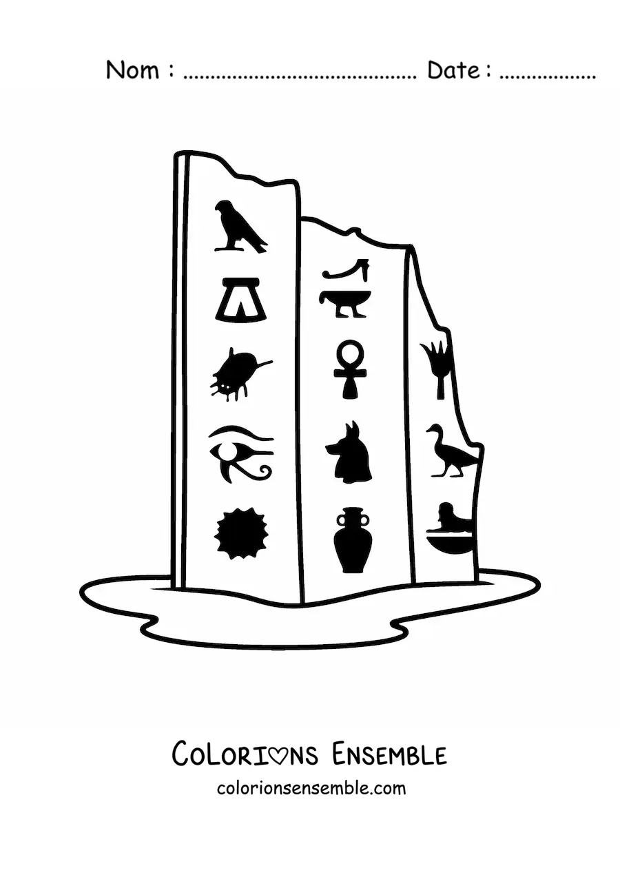 Image à colorier de hiéroglyphes égyptiens