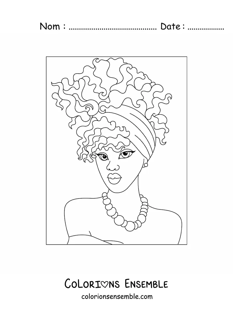 Image à colorier d'une femme africaine