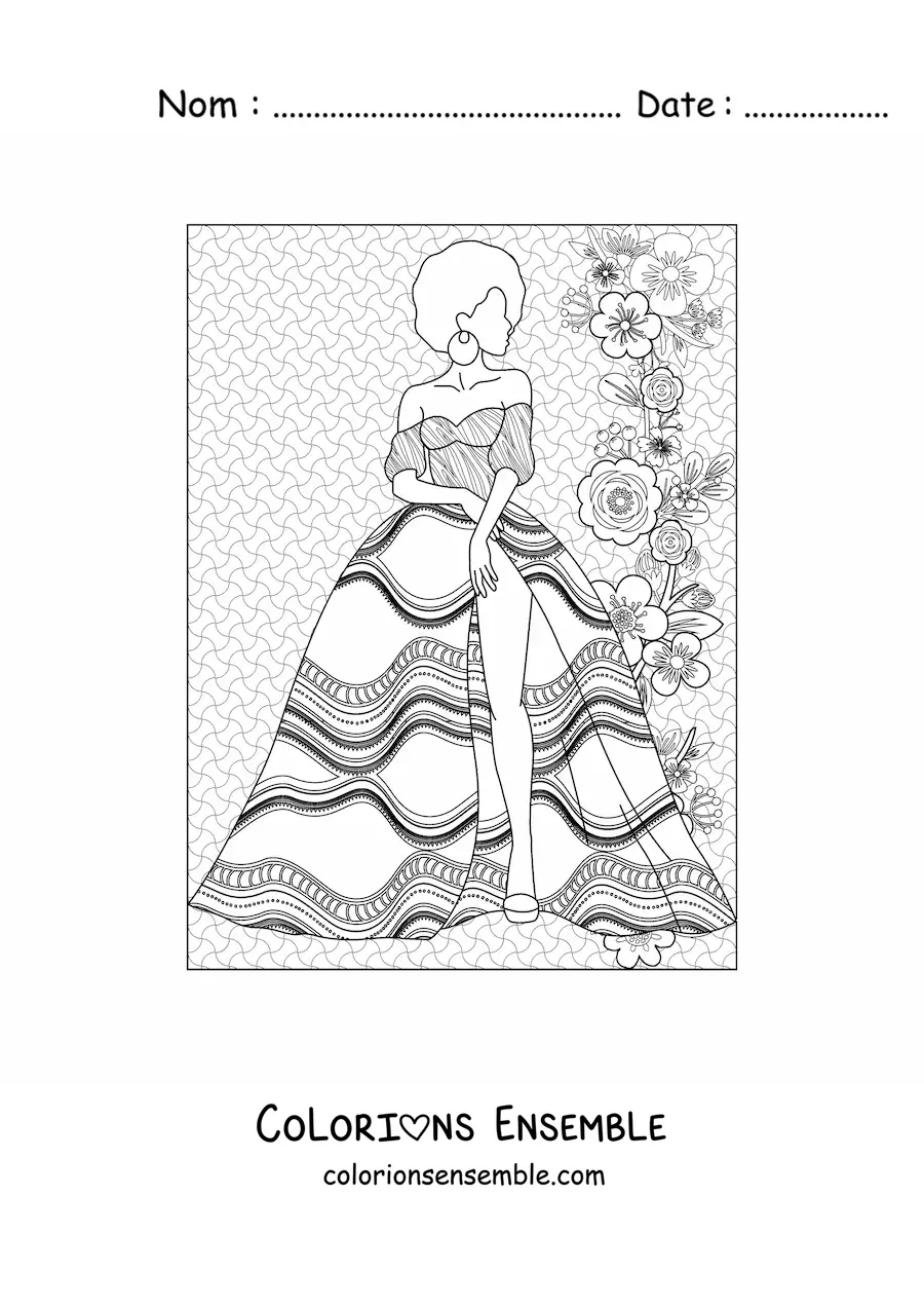 Image à colorier d'une robe africaine