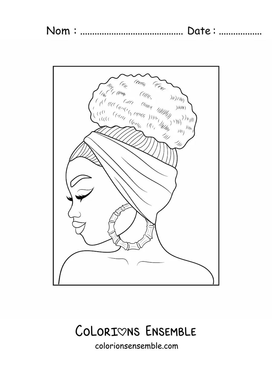 Image à colorier d'une belle femme africaine