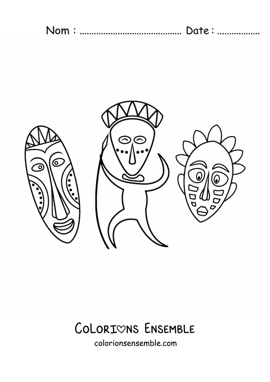 Image à colorier de masques africains