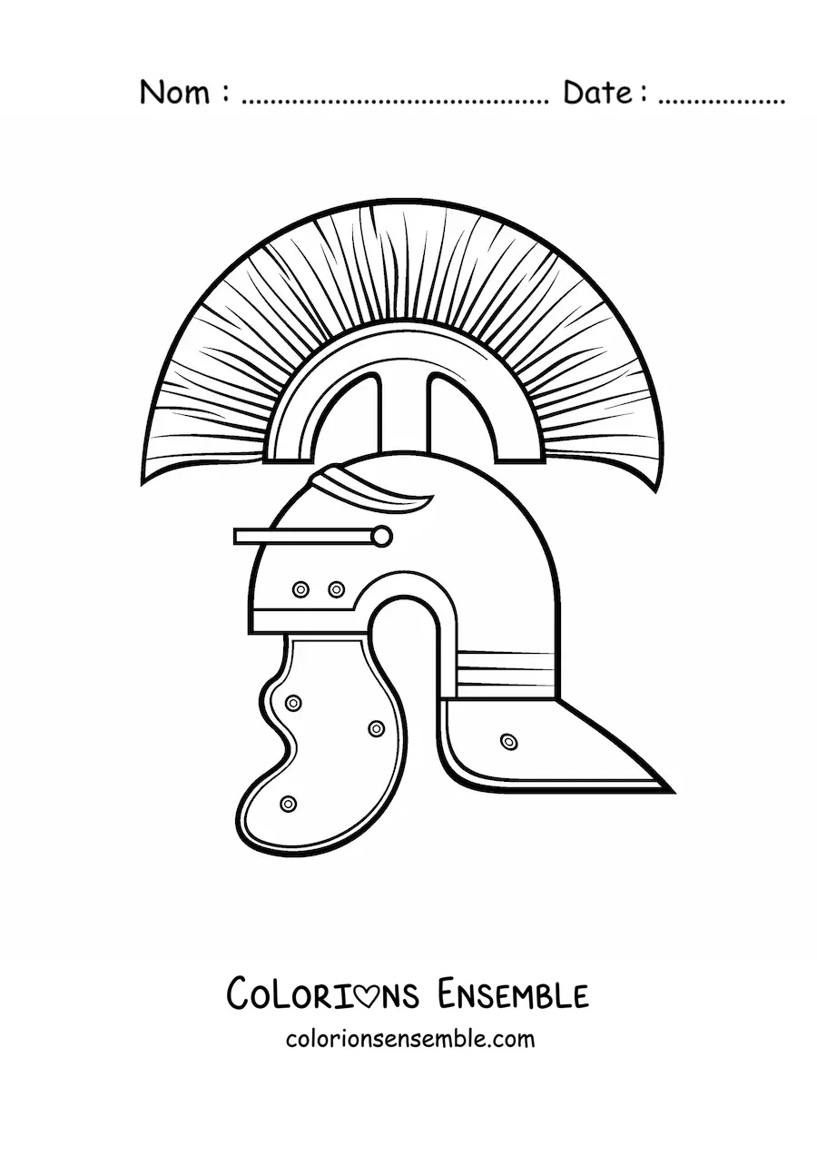 Image à colorier d'un casque de soldat romain