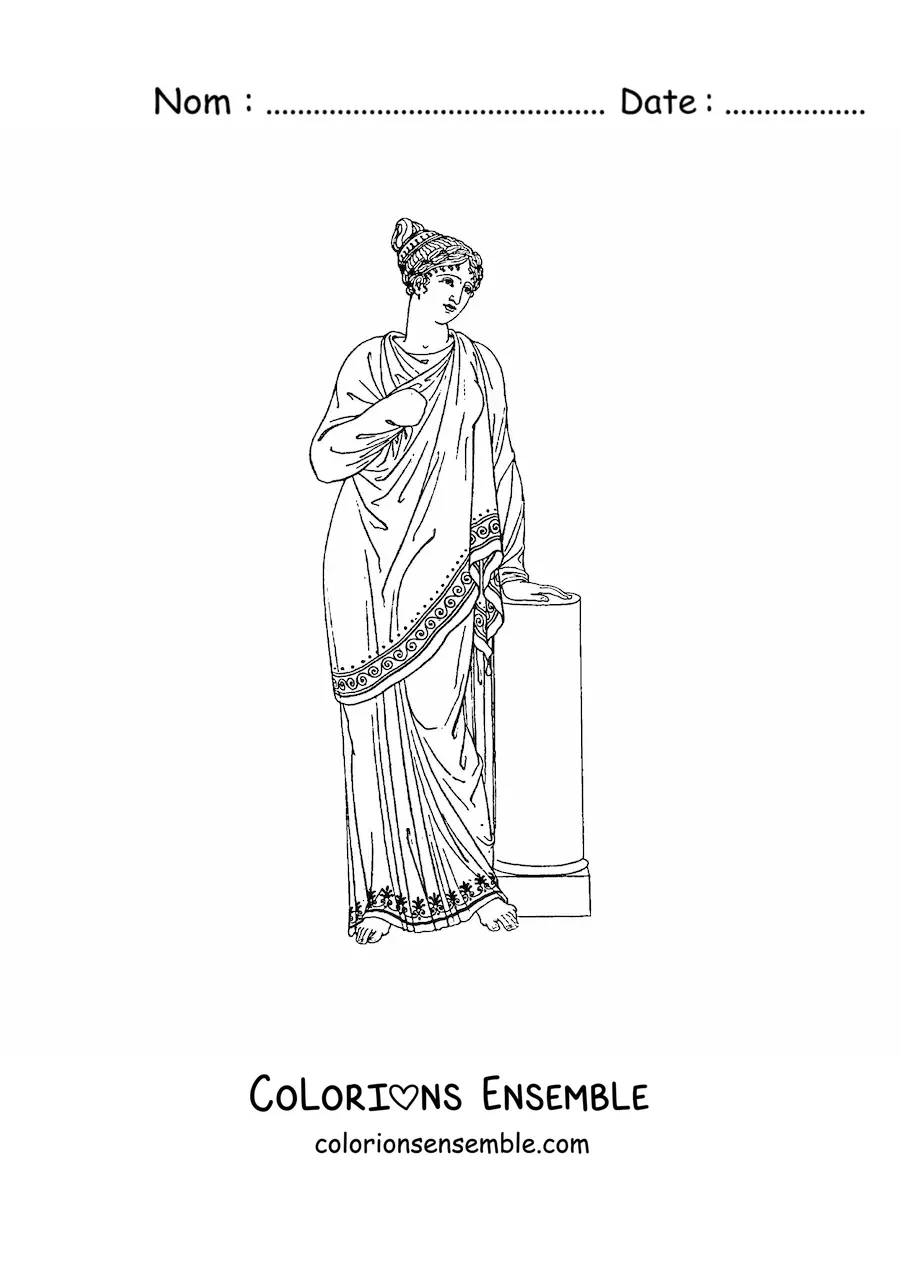 Image à colorier d'une femme en robe romaine