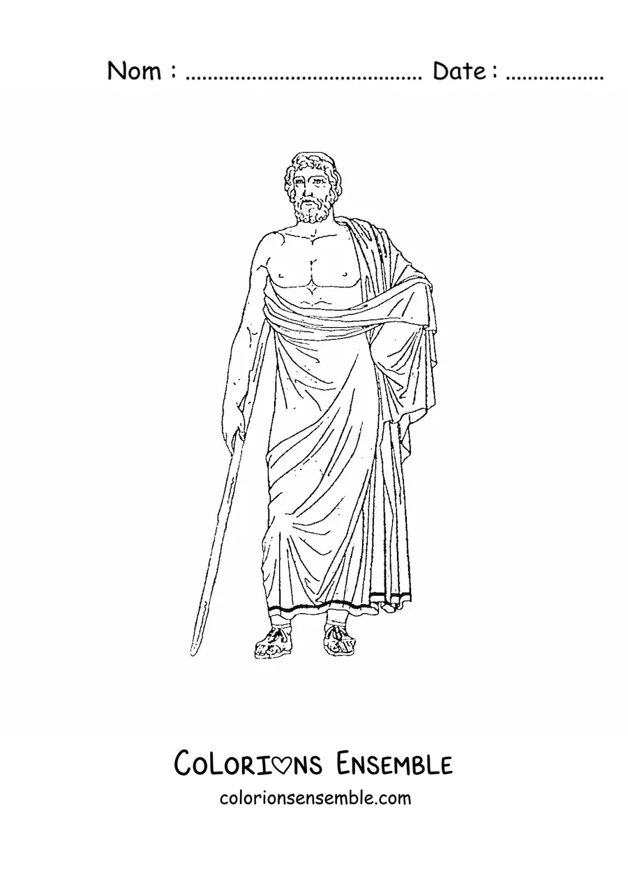 Image à colorier d'un homme en costume romain