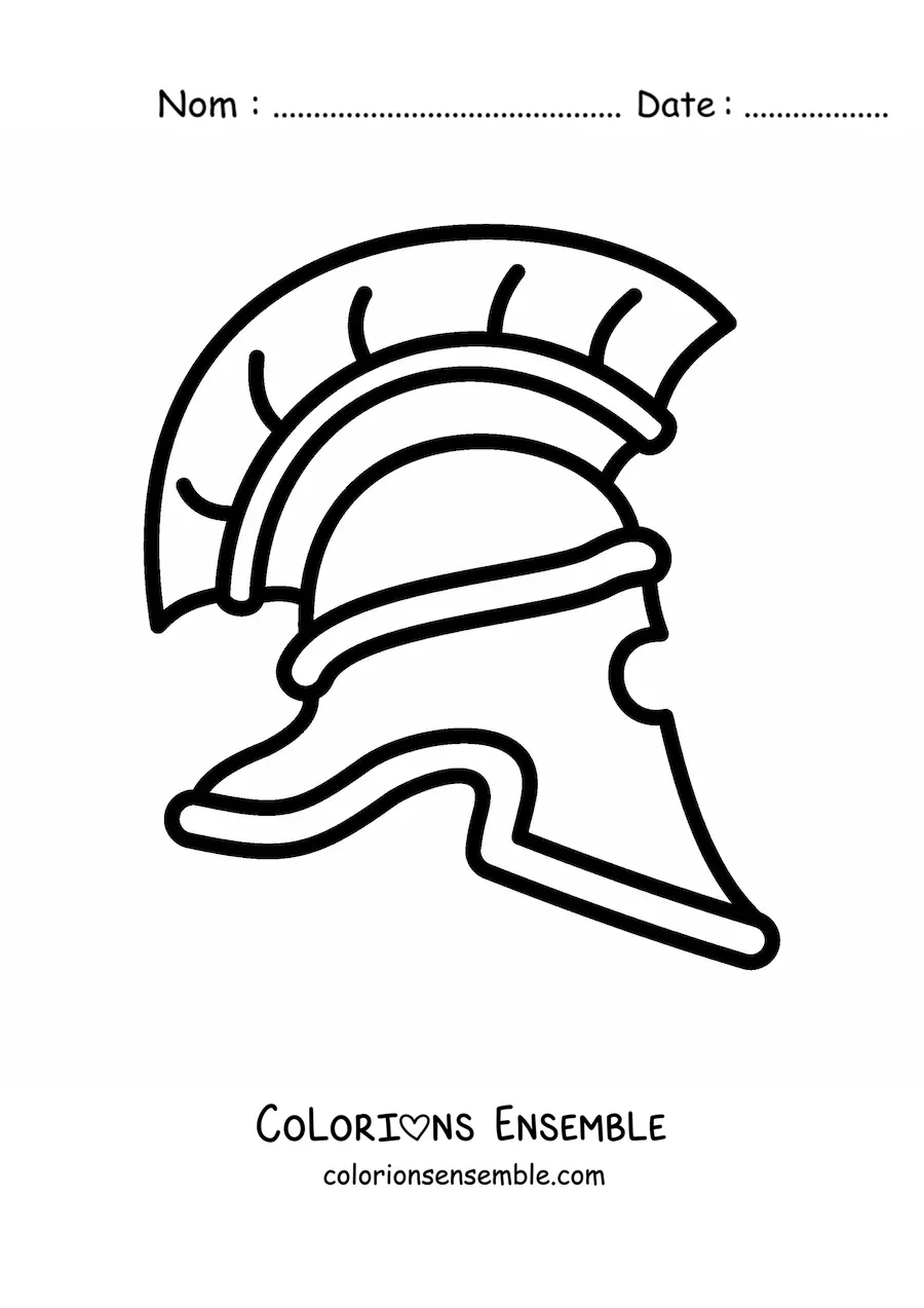 Image à colorier d'un casque romain facile