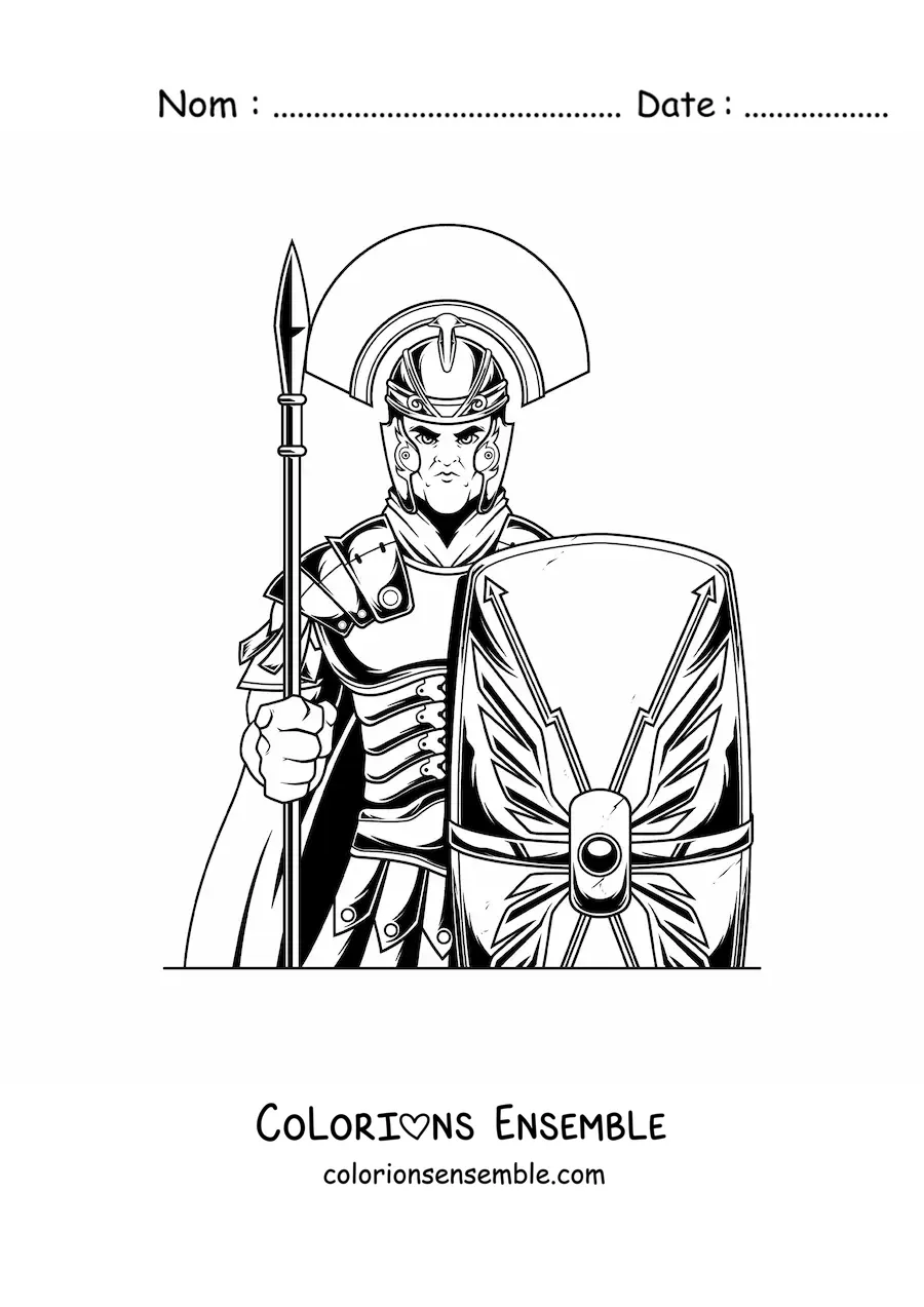 Image à colorier d'un gladiateur romain