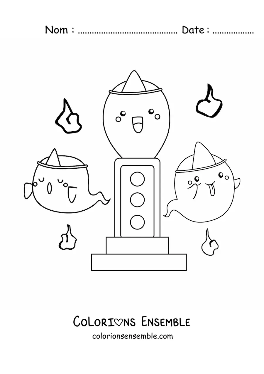 Image à colorier de fantômes japonais