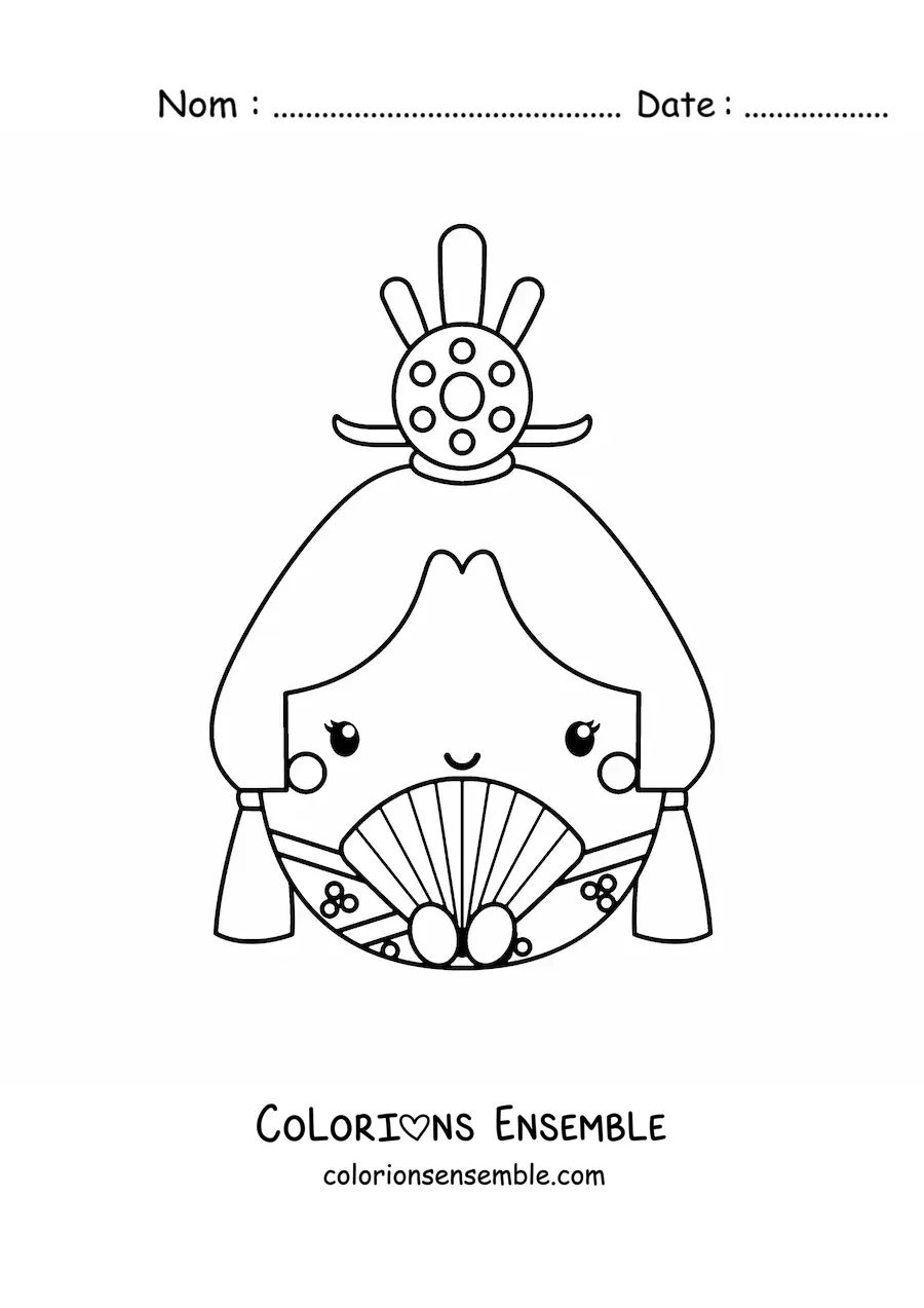 Image à colorier d'une poupée japonaise en style animé