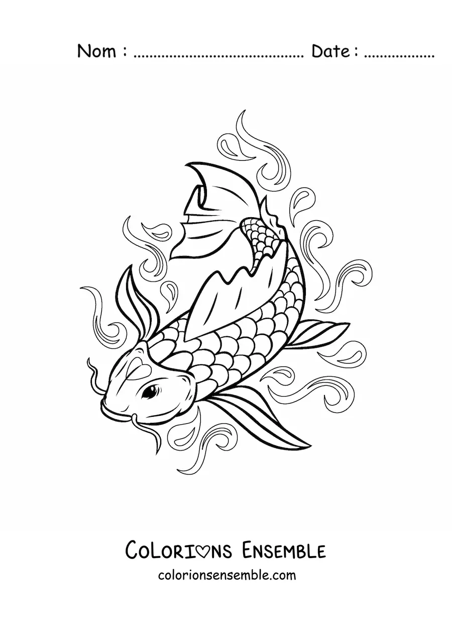 Image à colorier d'un poisson koï