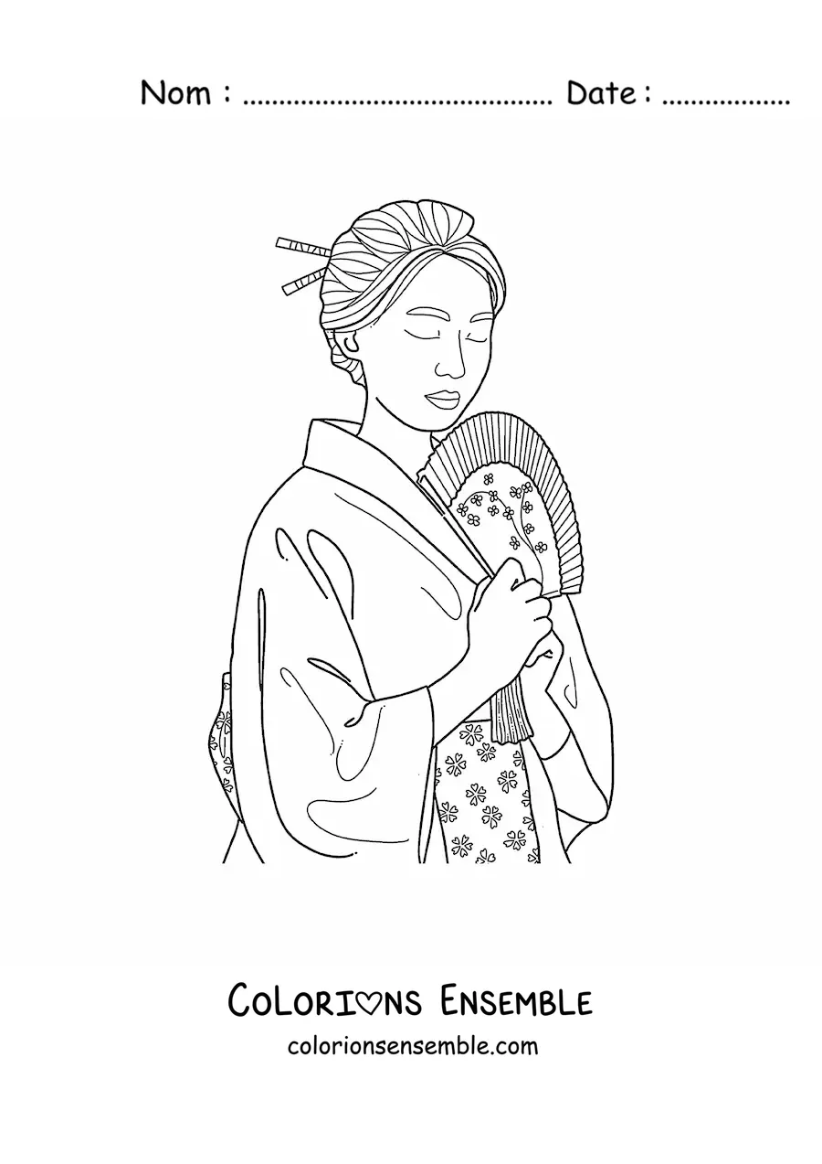 Image à colorier d'une femme japonaise