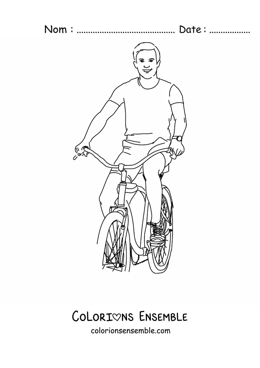 Image à colorier d'un homme à vélo