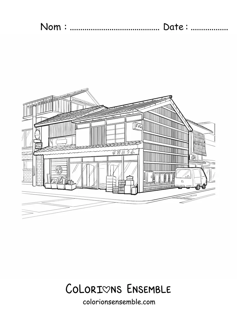 Image à colorier d'architecture japonaise