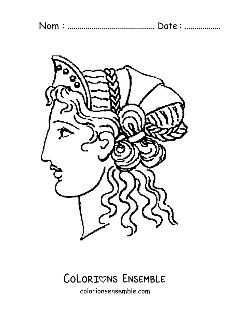 Image à colorier d'une femme de la Grèce antique