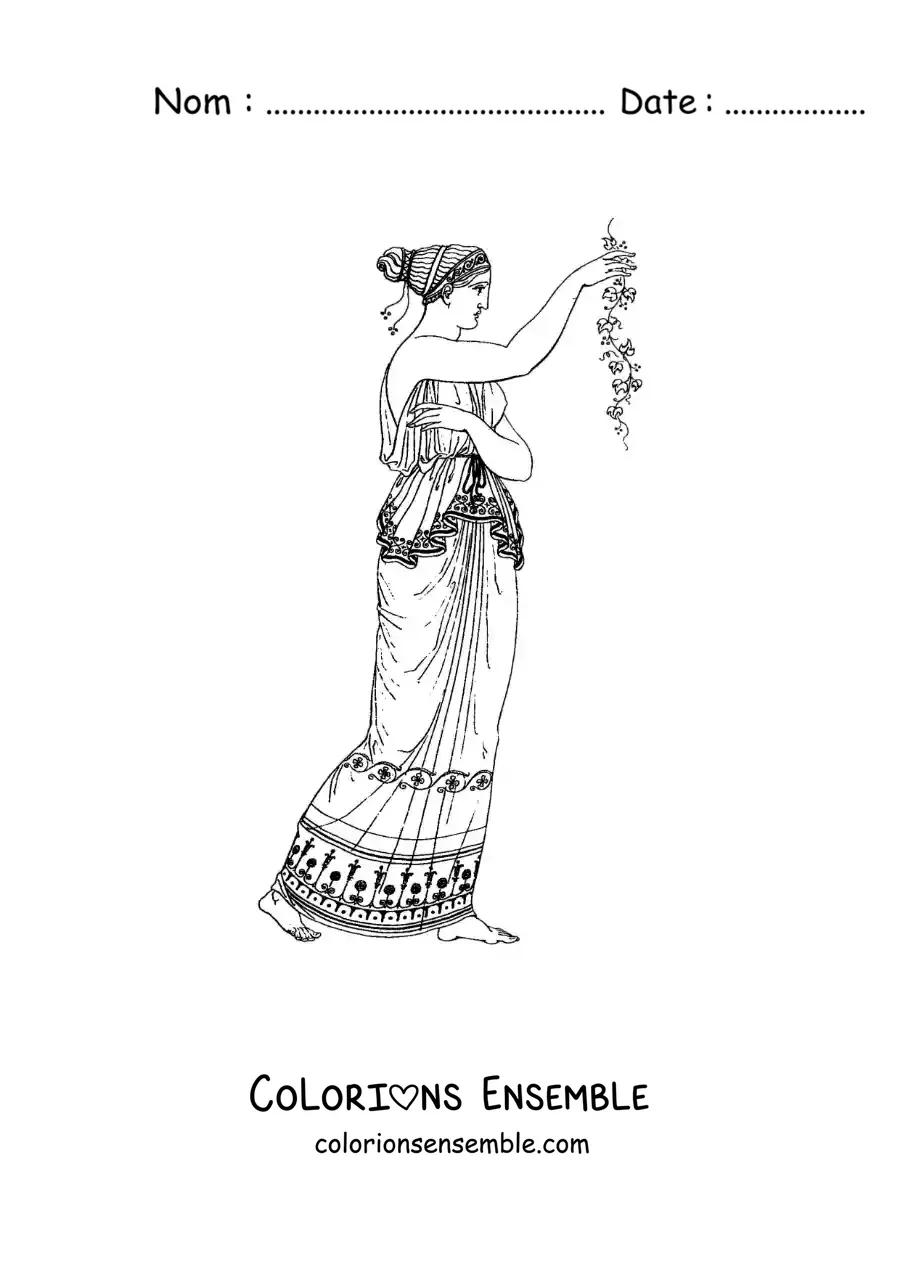 Image à colorier d'une femme grecque