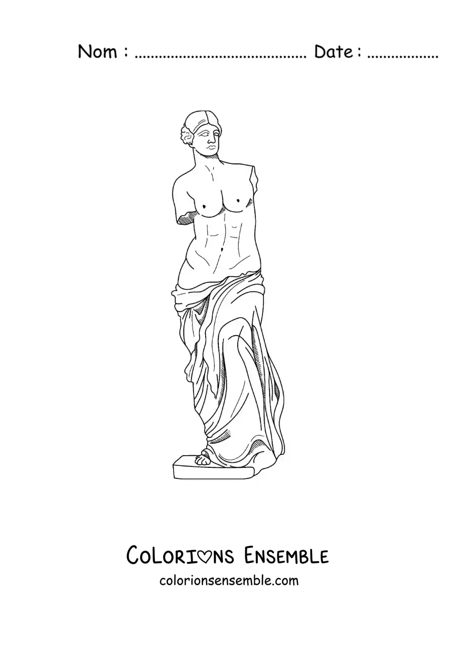 Image à colorier d'une sculpture grecque