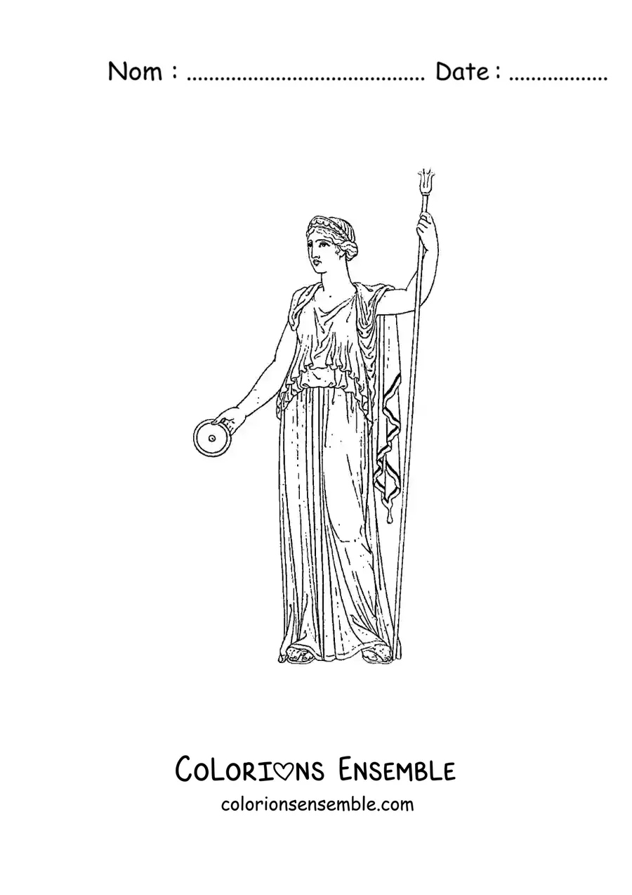 Image à colorier d'une femme grecque de l'Antiquité
