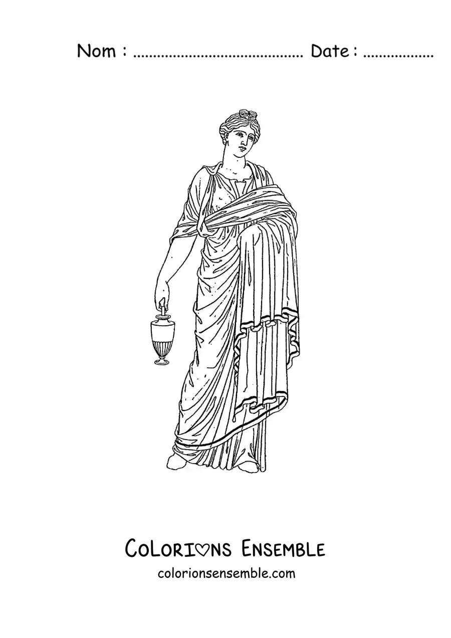 Image à colorier d'une femme de la civilisation grecque