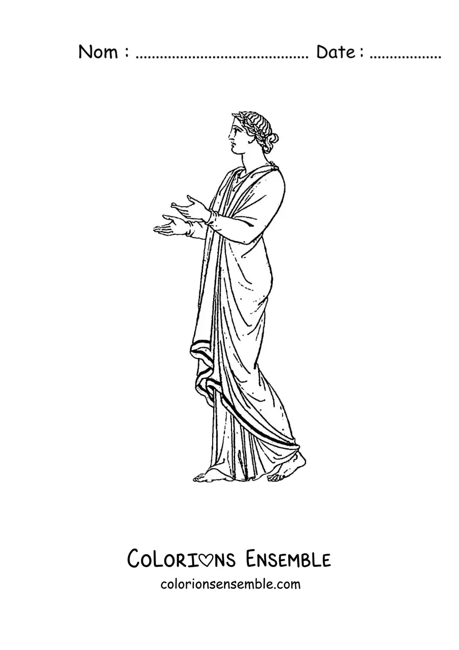 Image à colorier d'une tenue de la culture grecque