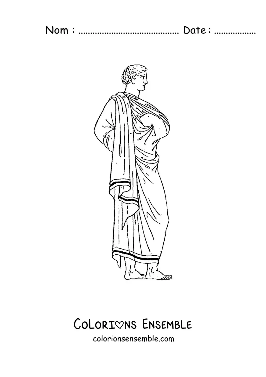 Image à colorier d'un homme de la civilisation grecque