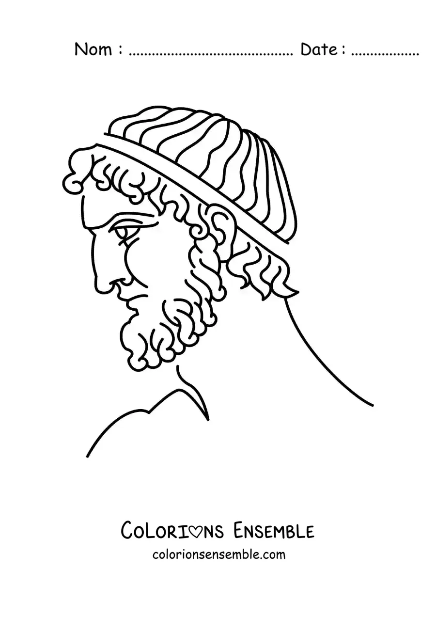 Image à colorier d'un visage d'homme grec